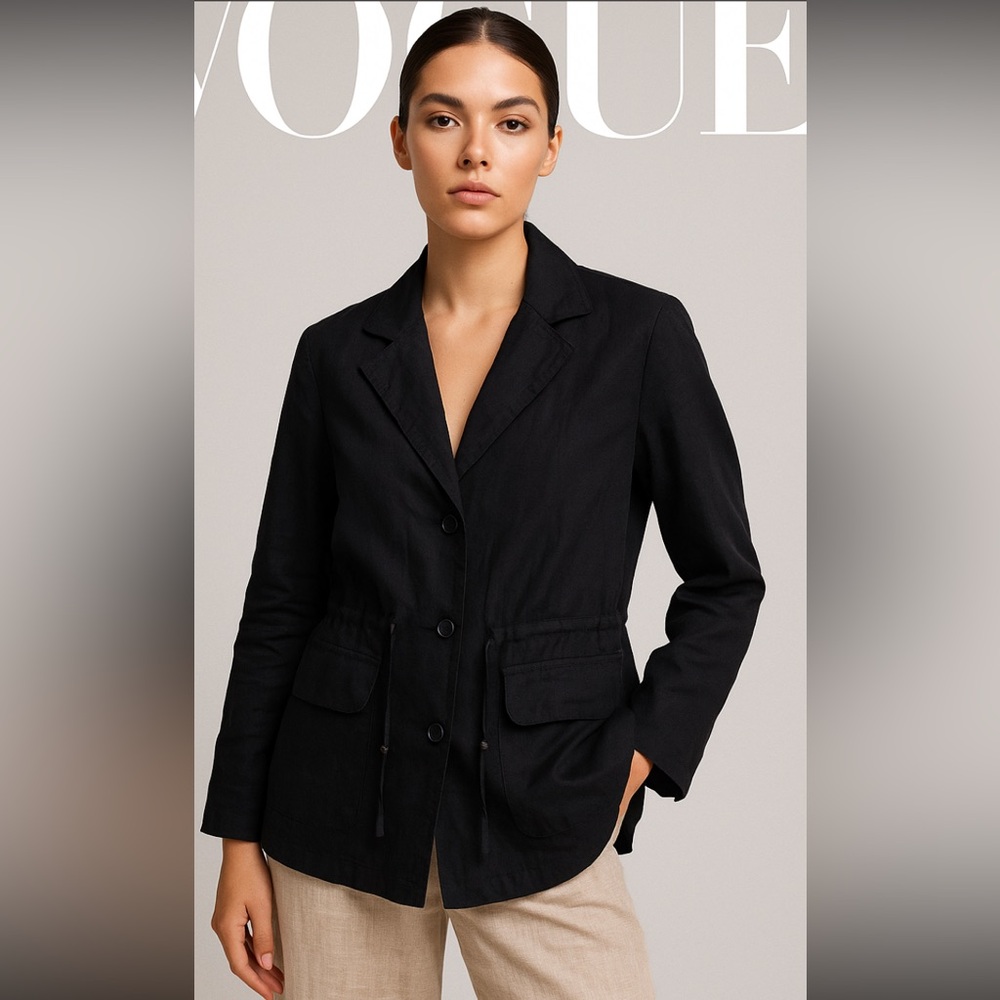 Olson - Black Linen Jacket Ptp - 22” Length - 28”